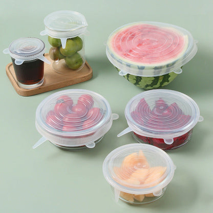 6Pcs Food Silicone Cover Fresh-keeping Dish Stretchy Lid Cap Reusable Wrap Organization Storage Tool Kitchen Accessories 6PCS Silicone Stretch Lids