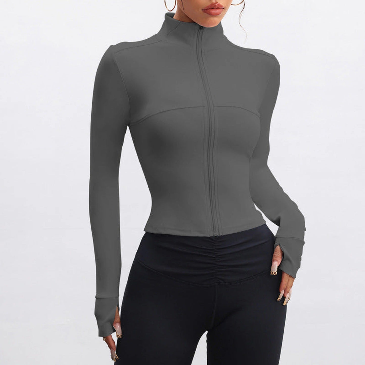 Stand Collar Long-sleeve Zipper Jacket
