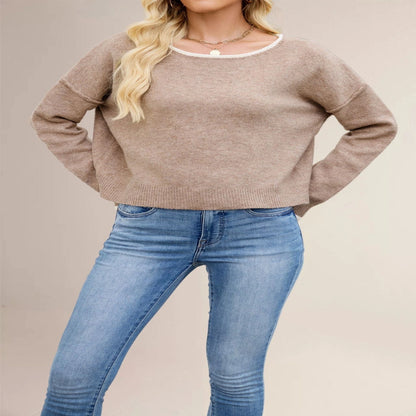 Round Neck Multicolor Knitwear Loose Sweater