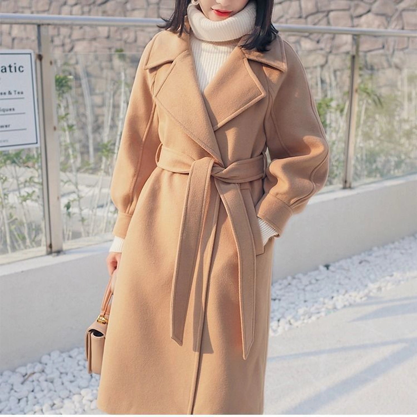 Autumn And Winter Woolen Coat Women's Korean-style Thickened Cinched