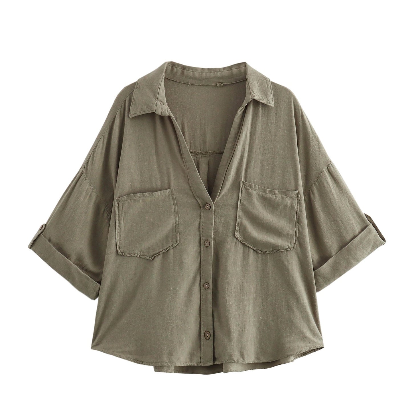 Retro Style Fashionable All-match Lapel Single Breasted Short Top