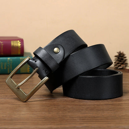Retro Handmade Pure Copper Pin Buckle Cowhide Men's Belt