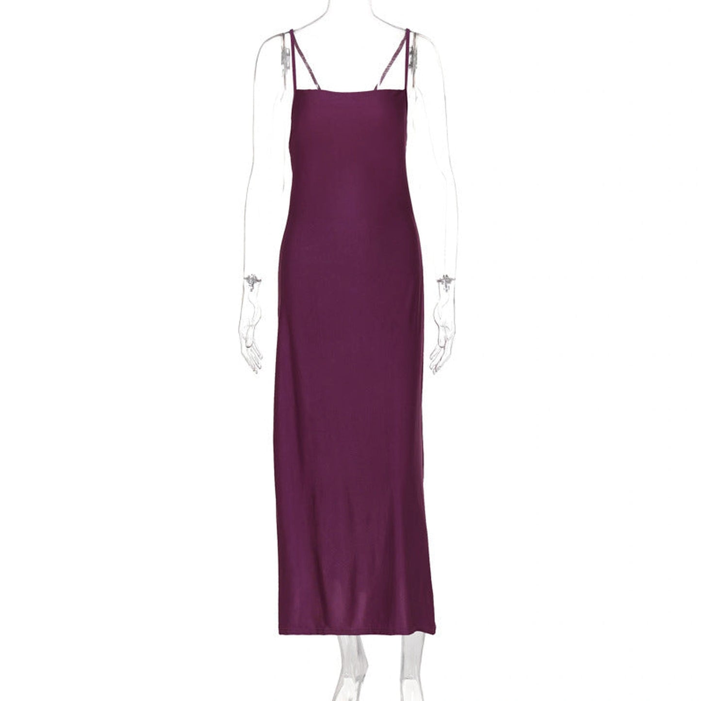 Fashion Back Lace-up Sleeveless Slim-fit Sexy Pure Black Sheath Suspender Dress