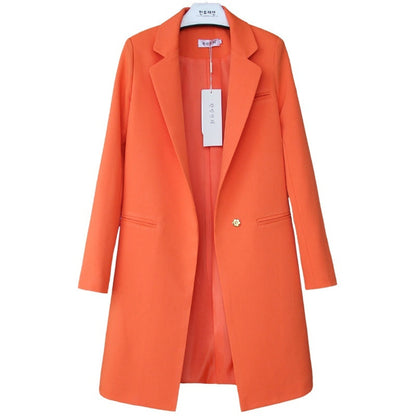 Mid-length Suit Spring Women's Long Sleeve Plus Size Nylon Slimming Versatile Straight Style
