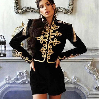 Women's Autumn Winter Coat Tassel Bead Weave Epaulet Jacket