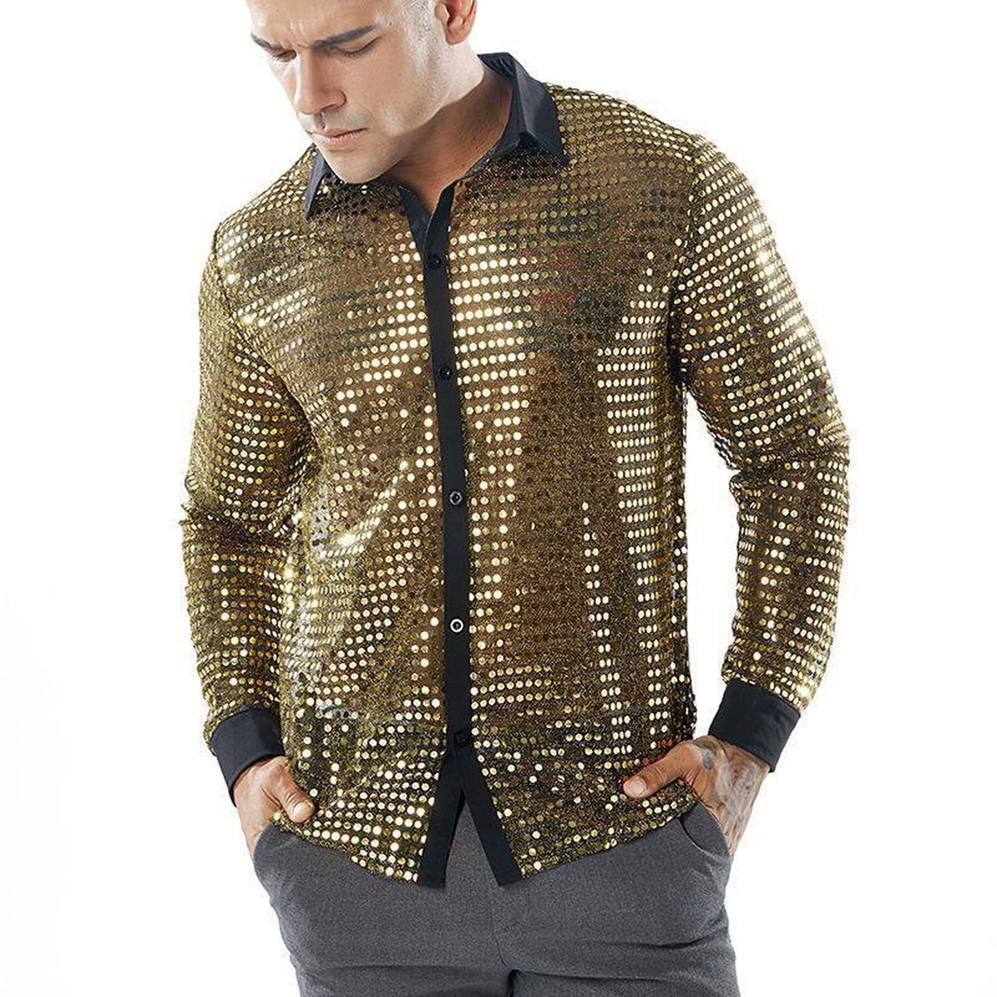 Men's Scales Shirt Long Sleeve Collar