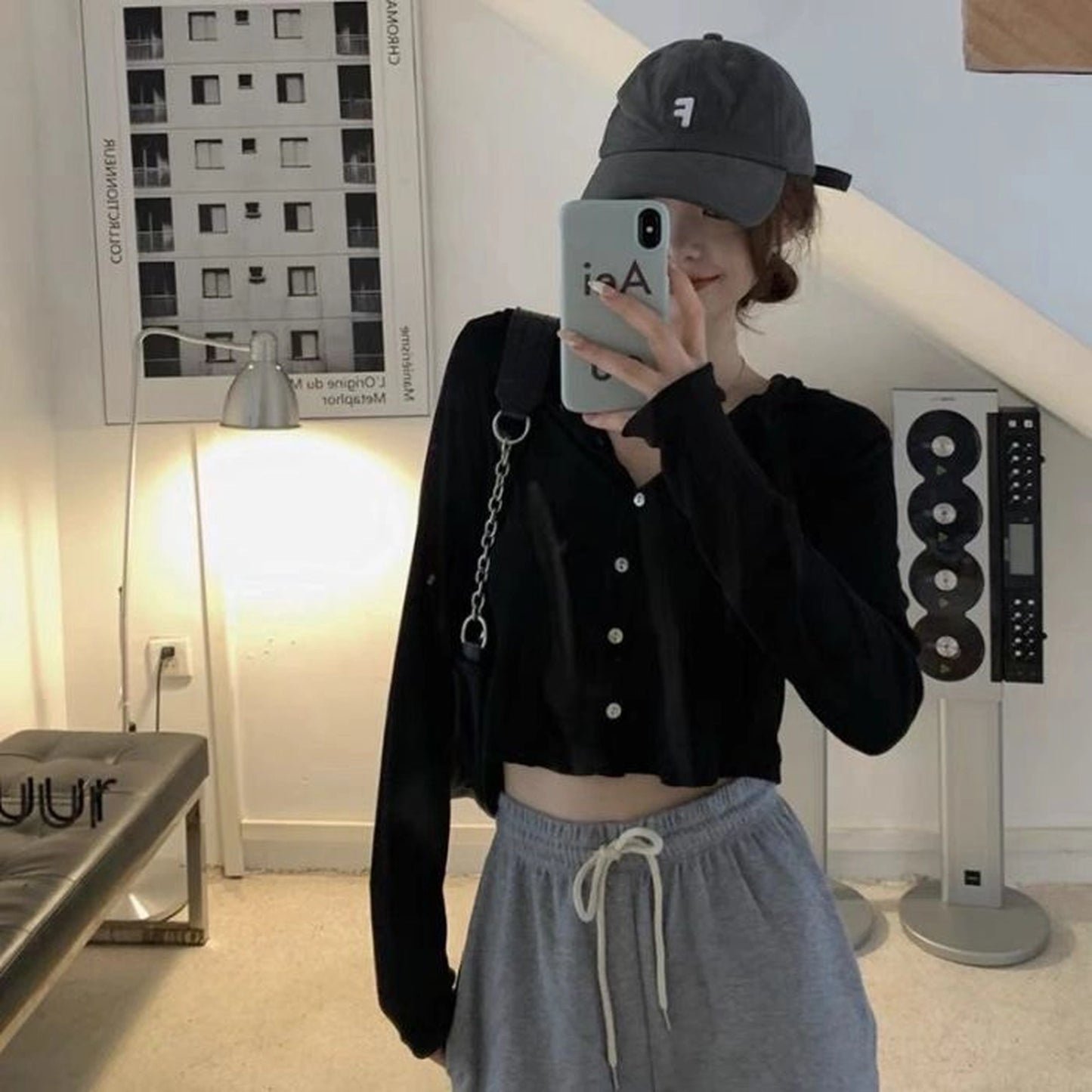 Gray Sun Protection Cardigan Female Summer Small Slim-fit Hood Jacket Long-sleeved