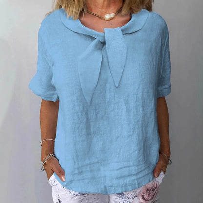 Women's Cotton And Linen Solid Color Outerwear Top