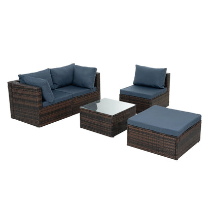 Patio Furniture, Outdoor Furniture, Seasonal PE Wicker Furniture, 5 Set Wicker Furniture With Temper
