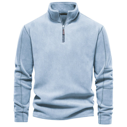 Men's Autumn And Winter New Stand Collar Half Zip Long-sleeved Sweater