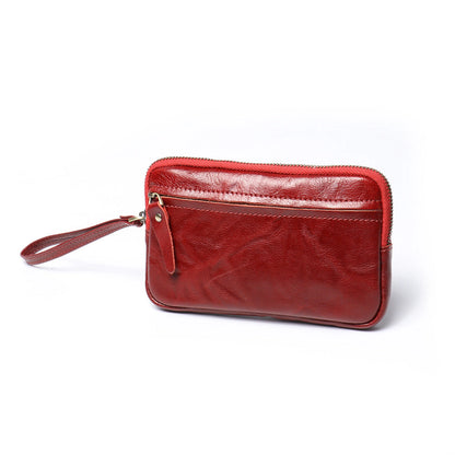 Men's Solid Color Skeleton-skin Zipper Handbag