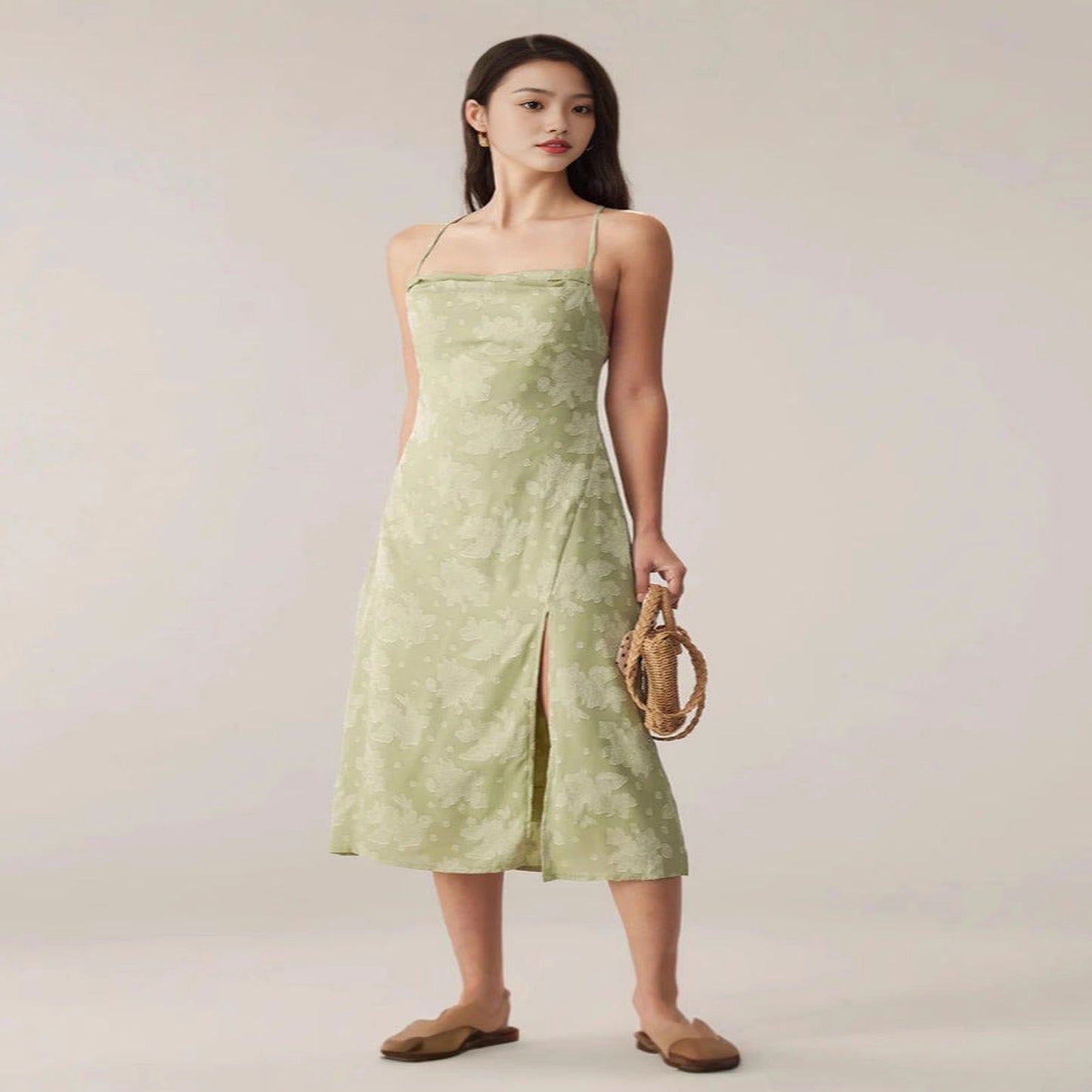 Spring And Summer Women's Clothing Slim Fit Slit Suspender Skirt Backless Dress