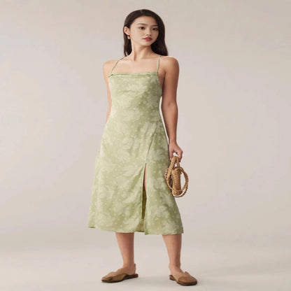Spring And Summer Women's Clothing Slim Fit Slit Suspender Skirt Backless Dress