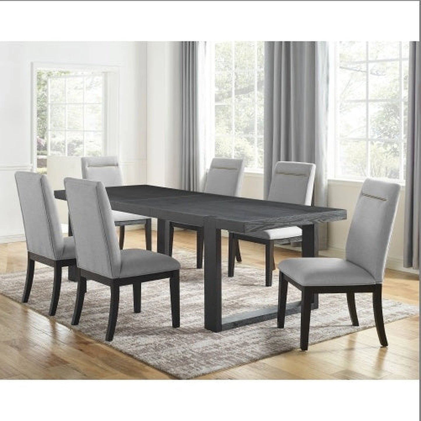 Yves - 7 Piece Dining Set Wood - Gray