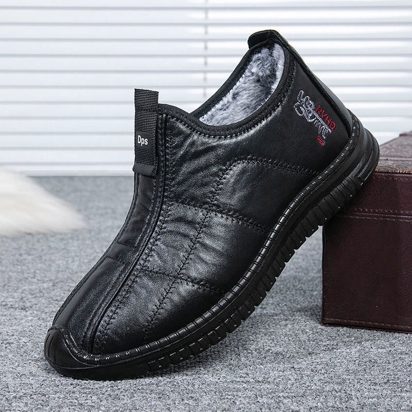 Winter Men's Warm Velvet Padded Thickened Waterproof Non-slip Elderly Cotton Boots